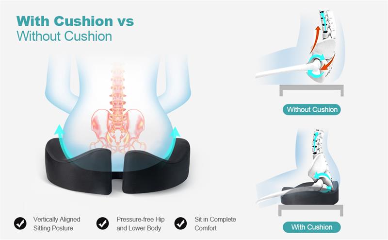 Foamula Sit Bone Relief Cushion for Butt, Office Chair Cushion for Hip Pain  Relief, Car Seat Cushion for Coccyx, Butt, Sciatica, Pelvic Floor