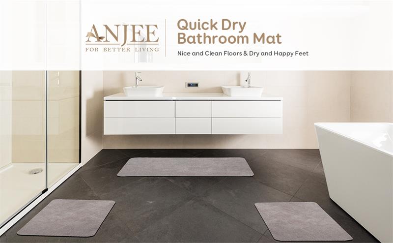 Anjee 16x23.5 inches Bathroom Rugs, Dirt Resistant and Quick Dry Shower  Floor Mat, Non Slip Bath Rug for Bathroom, Gray