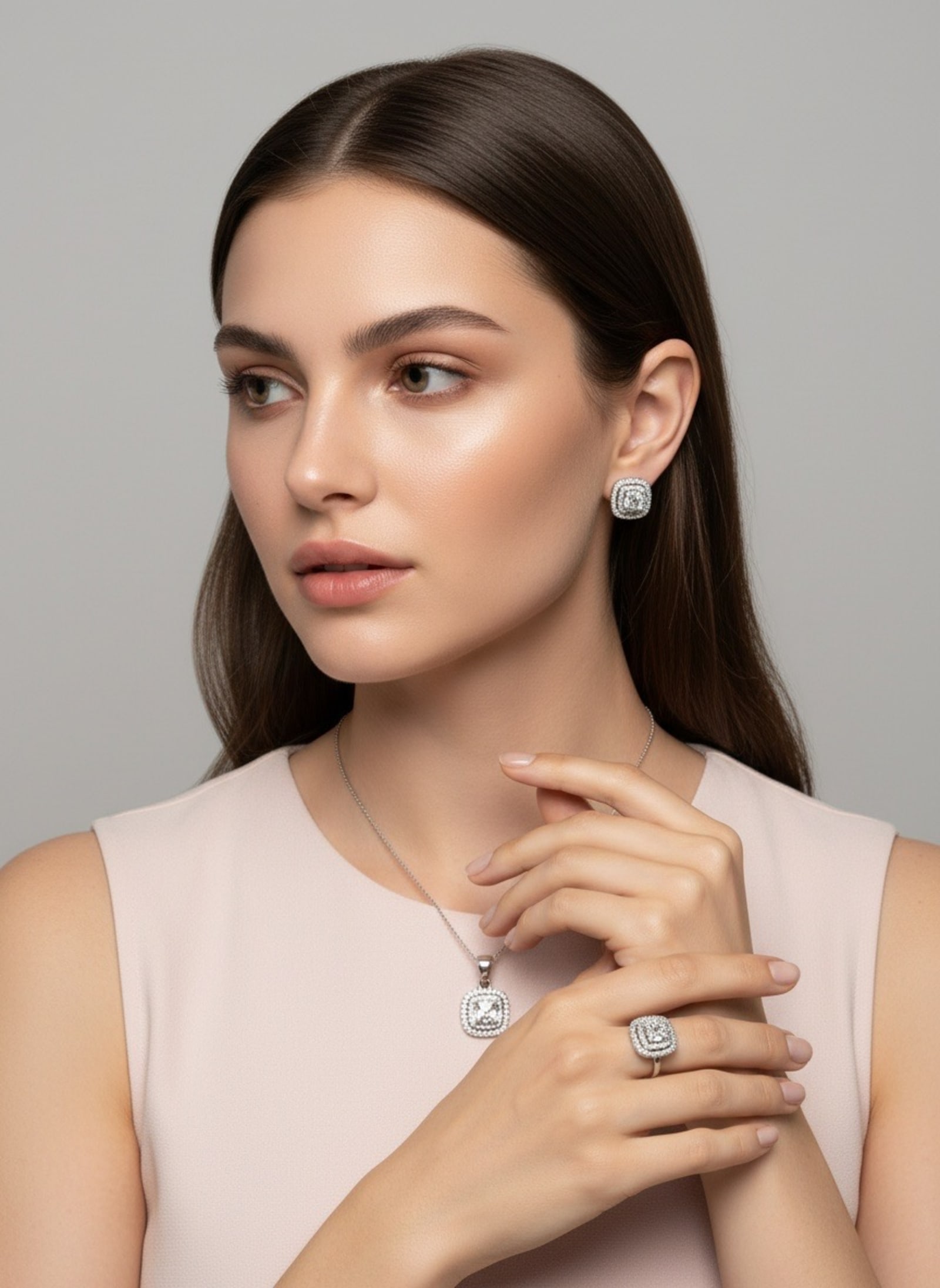 Set moissanite potongan princess