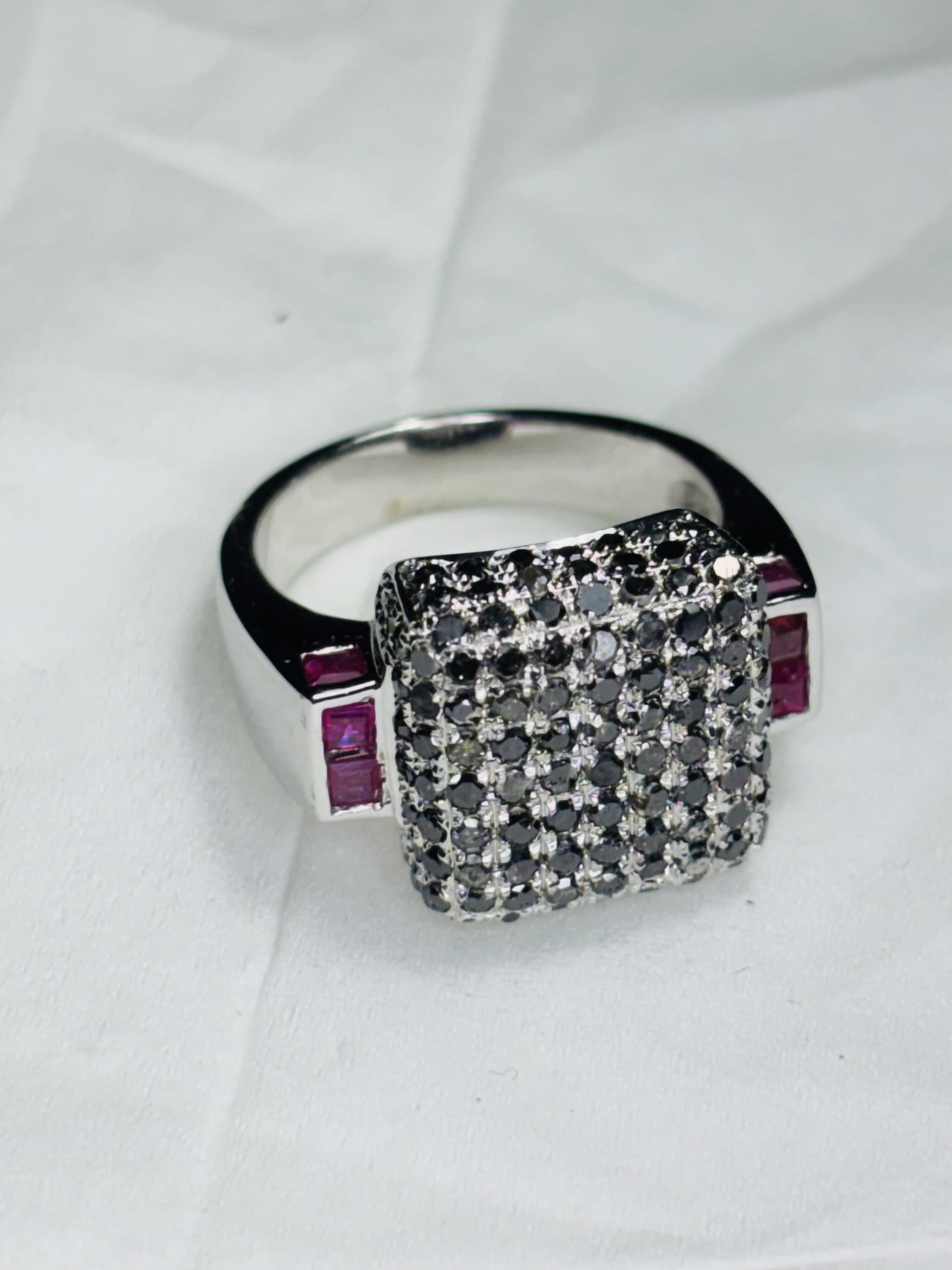 Natural black diamond & ruby side stone