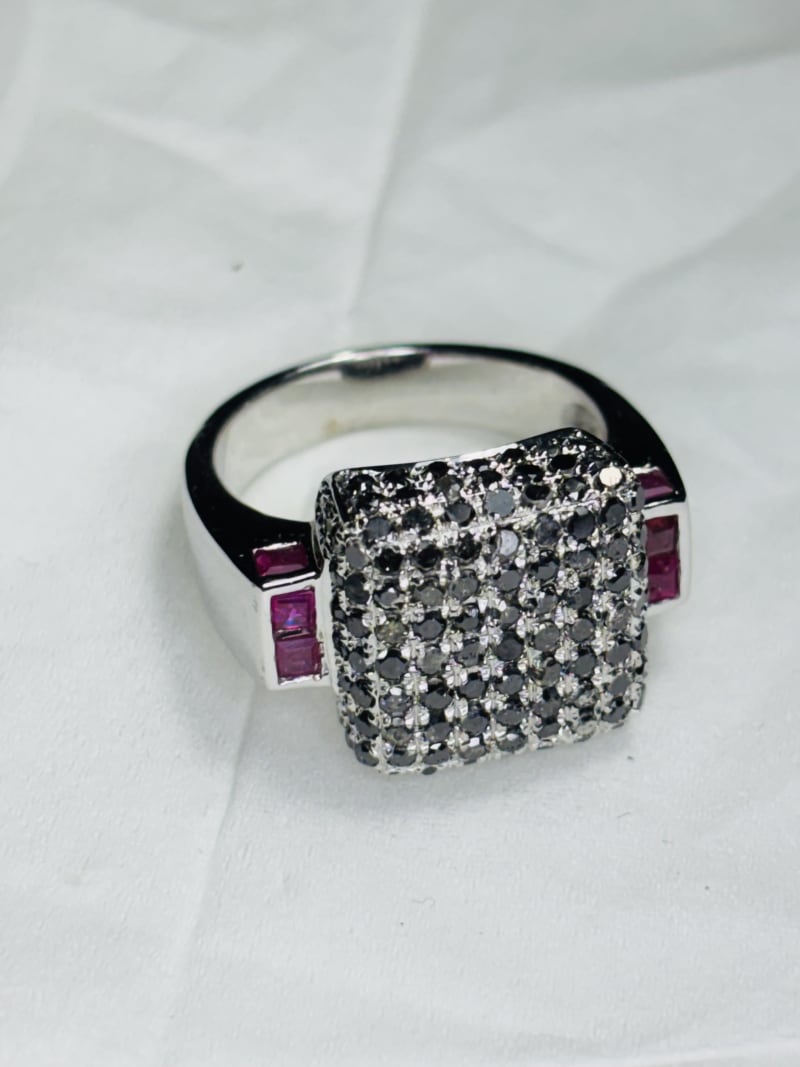 Natural black diamond & ruby side stone