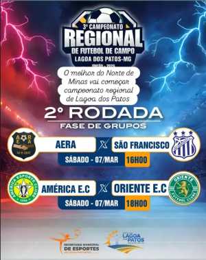 2ª rodada do 3º Campeonato Regional de Lagoa dos Patos 2026 acontece neste sábado com dois grandes jogos