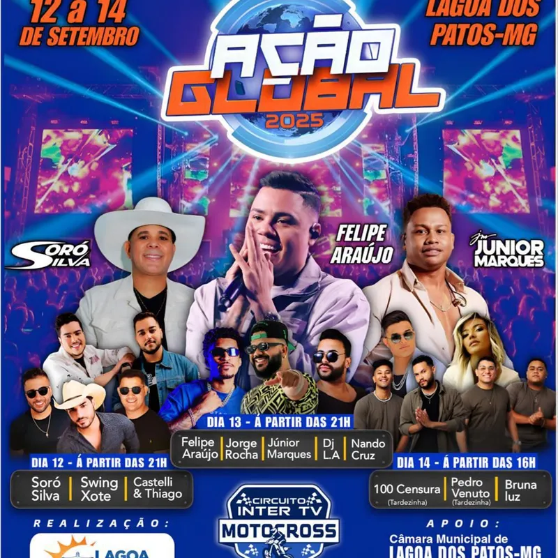 Capa de Ação Global 2025 agita Lagoa dos Patos – MG com grandes shows e motocross