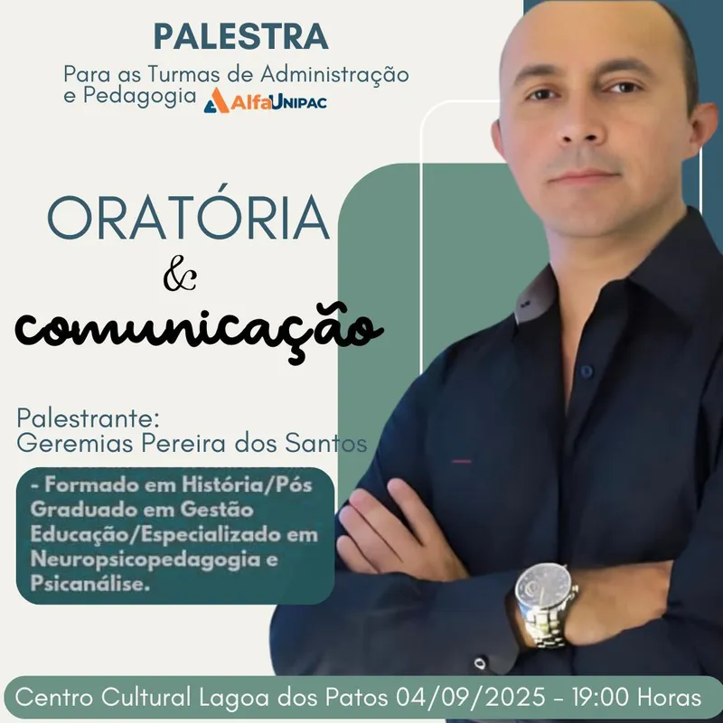 Capa de Centro Cultural recebe palestra sobre Oratória e Comunicação no dia 04 de setembro