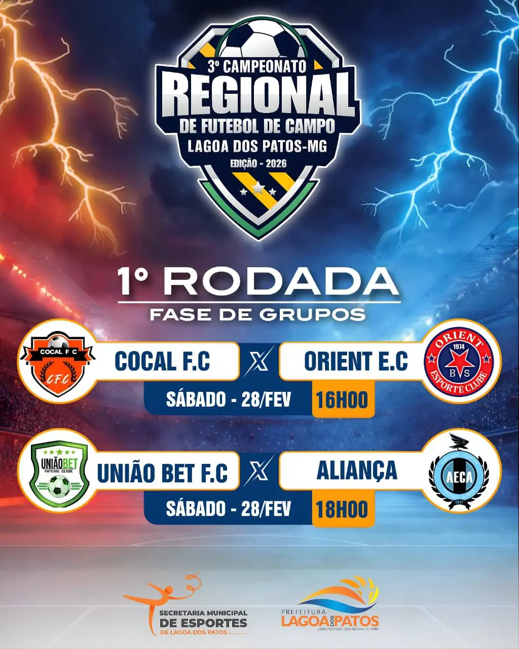 1ª rodada da fase de grupos do 3º Campeonato Regional de Futebol de Campo – Edição 2026