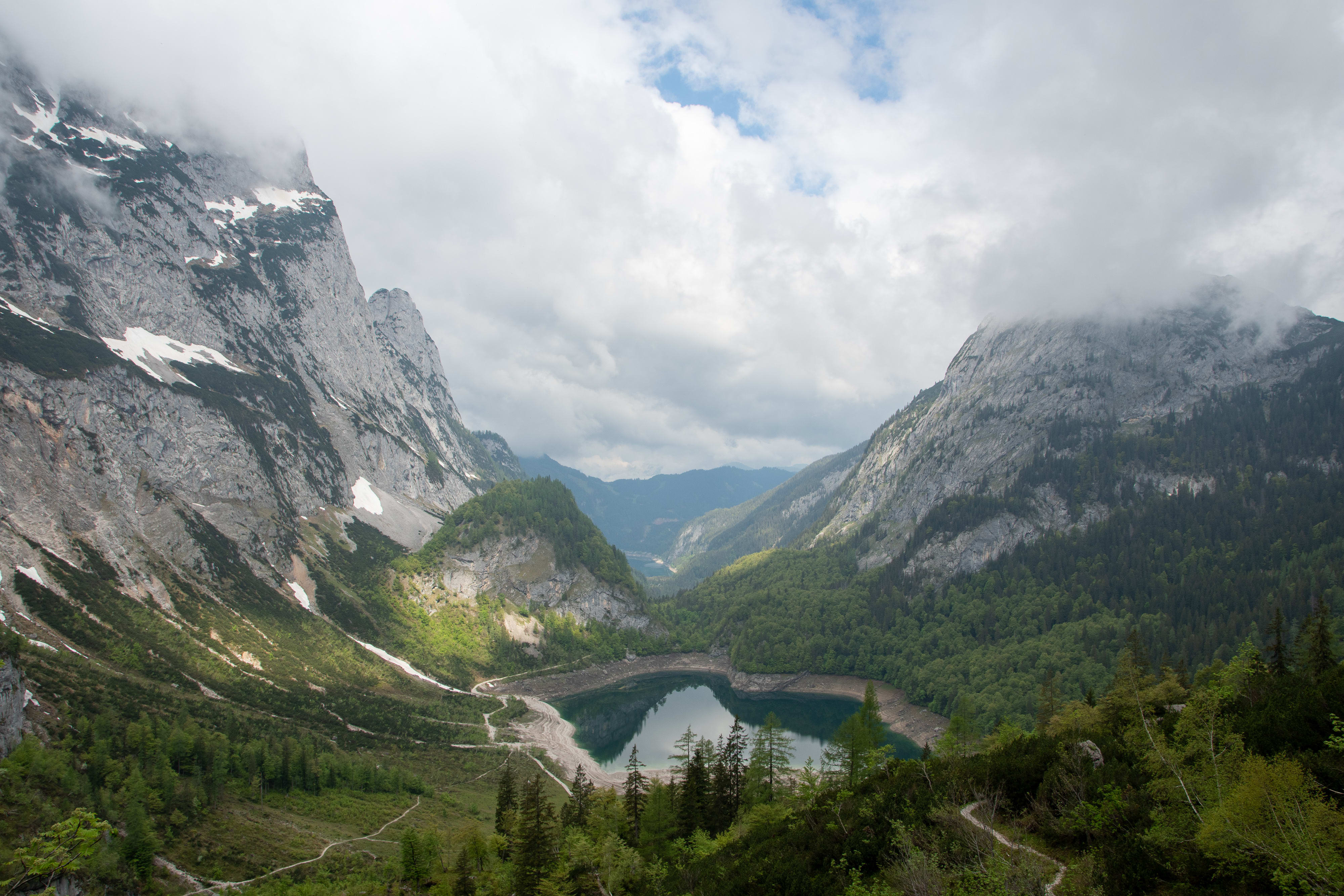 Looking to the Gosausee while climing up to the Adamekhütte.