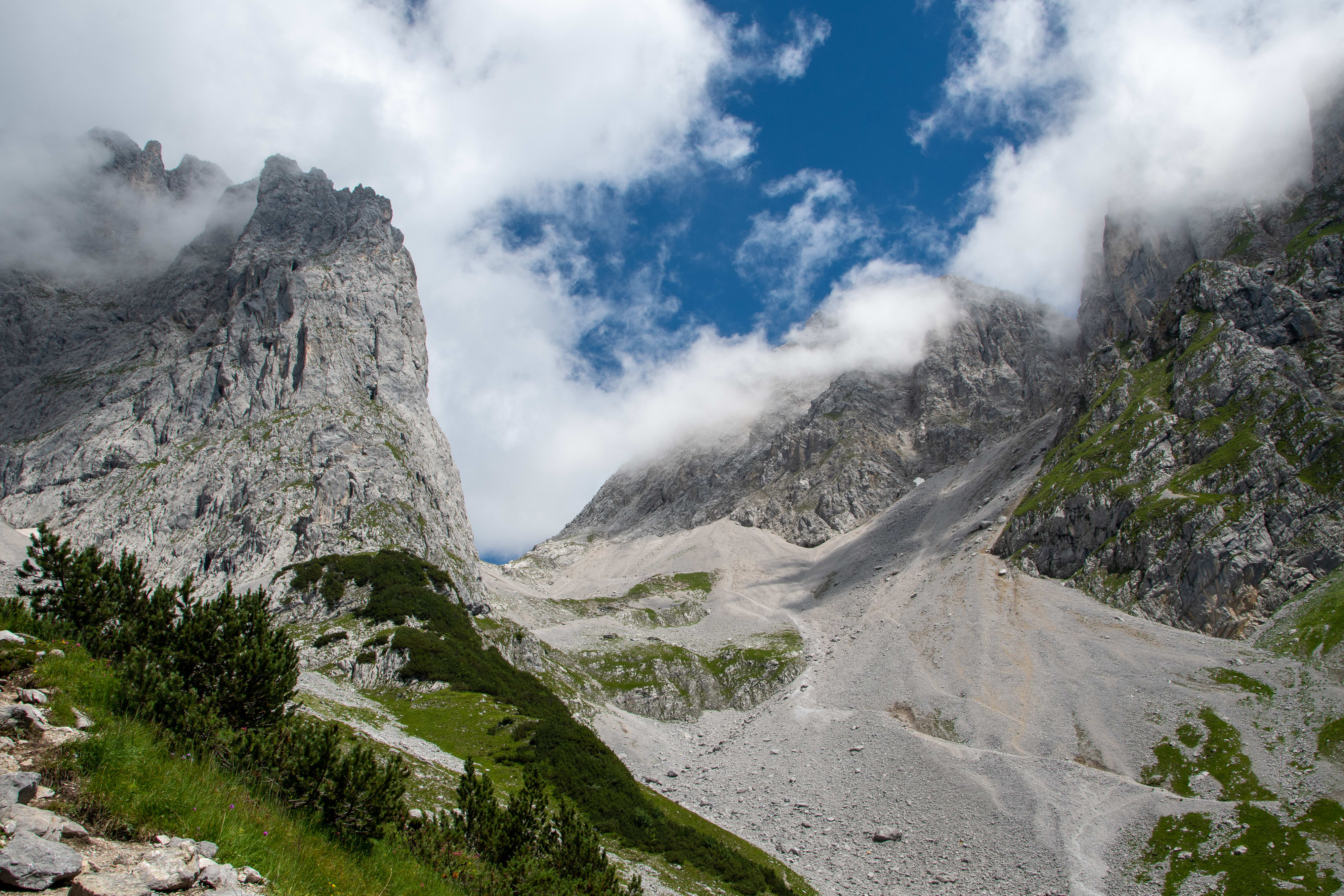 The Ellmauer Tor on a hot summer day.