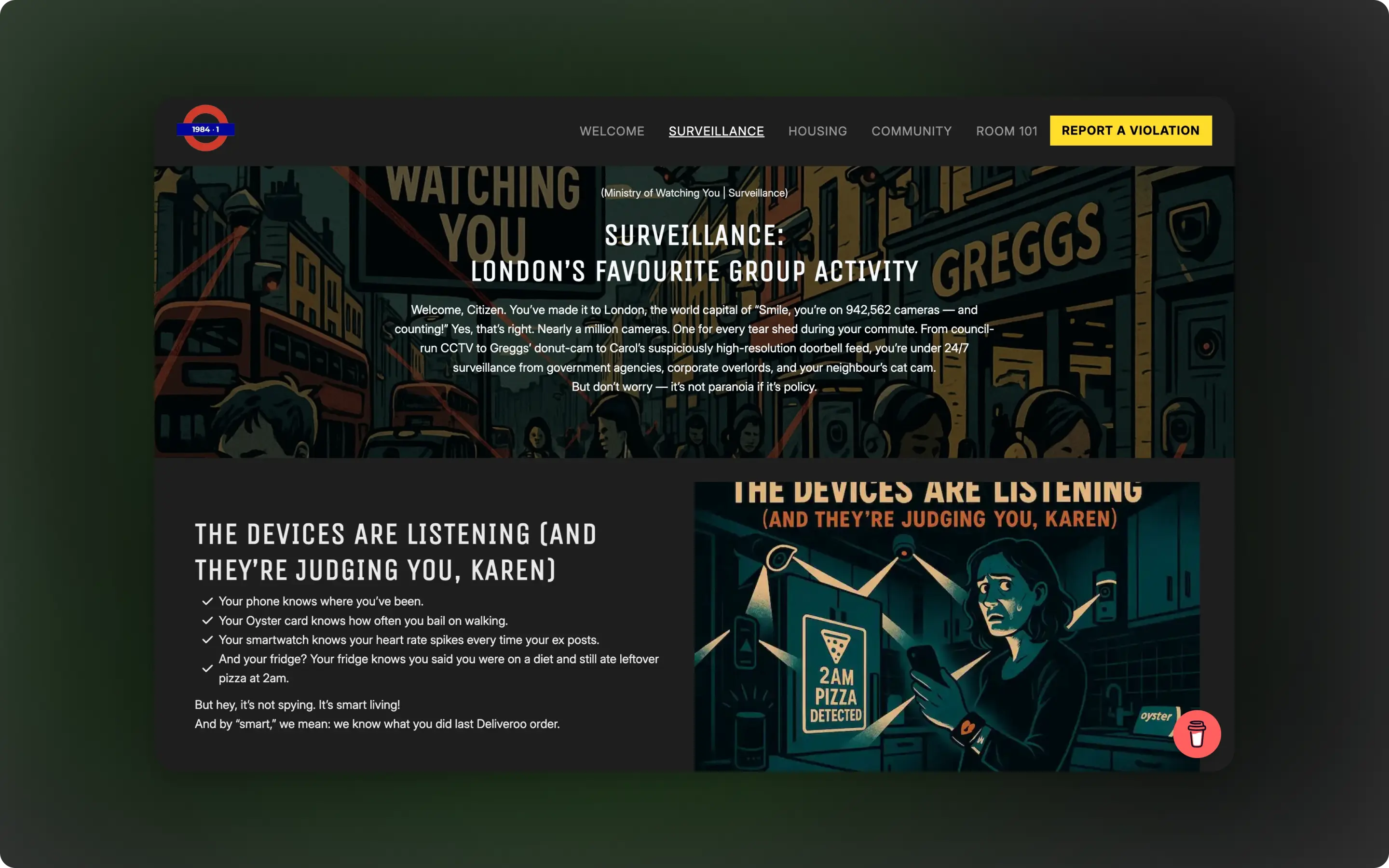 The experience is shaped primarily through tone rather than interaction.