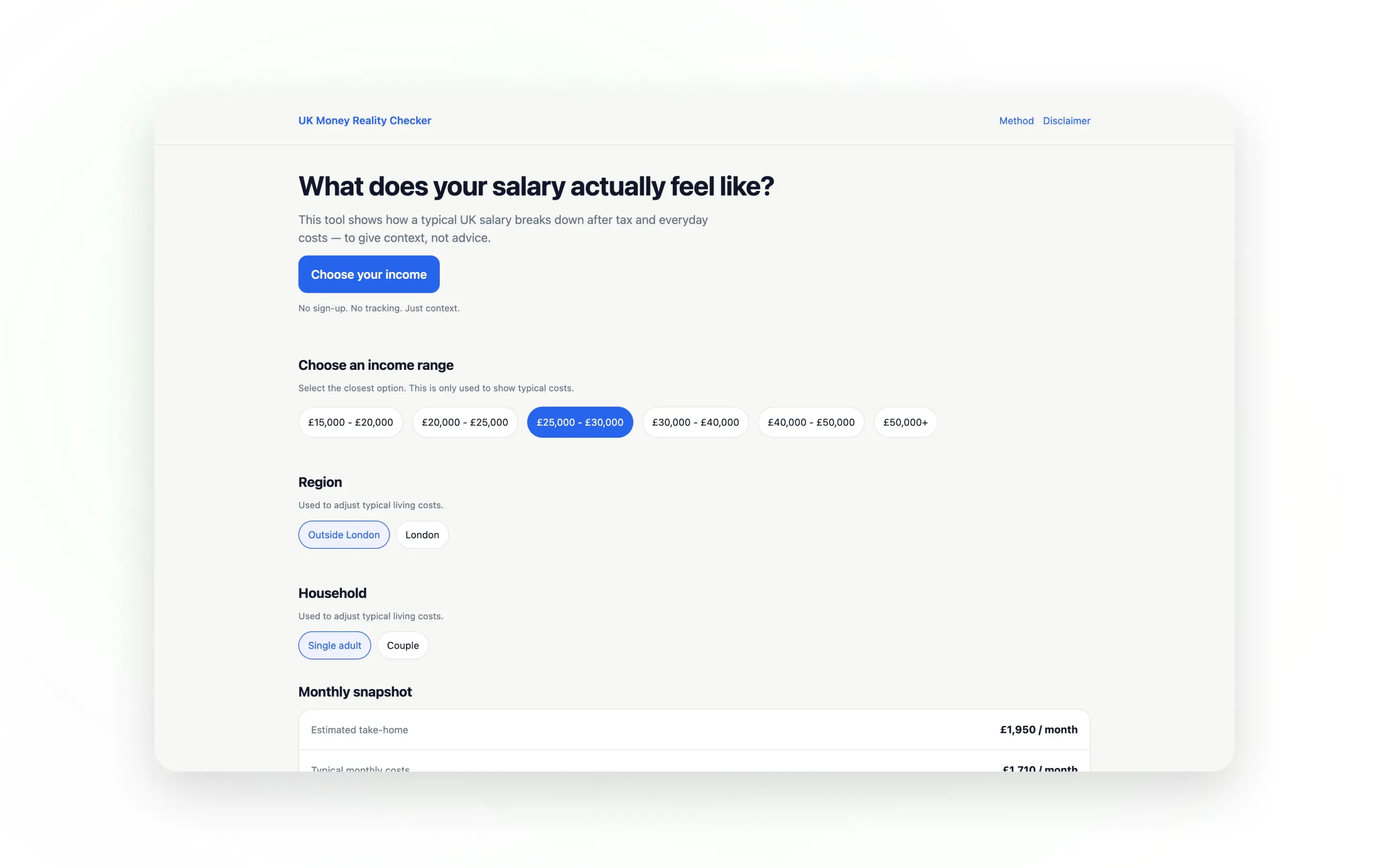 UK Money Reality Checker preview
