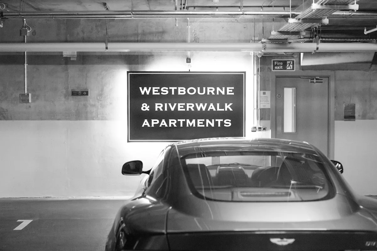 Thumbnail Underground parking at MyLo Fulham Riverside with signage and luxury car