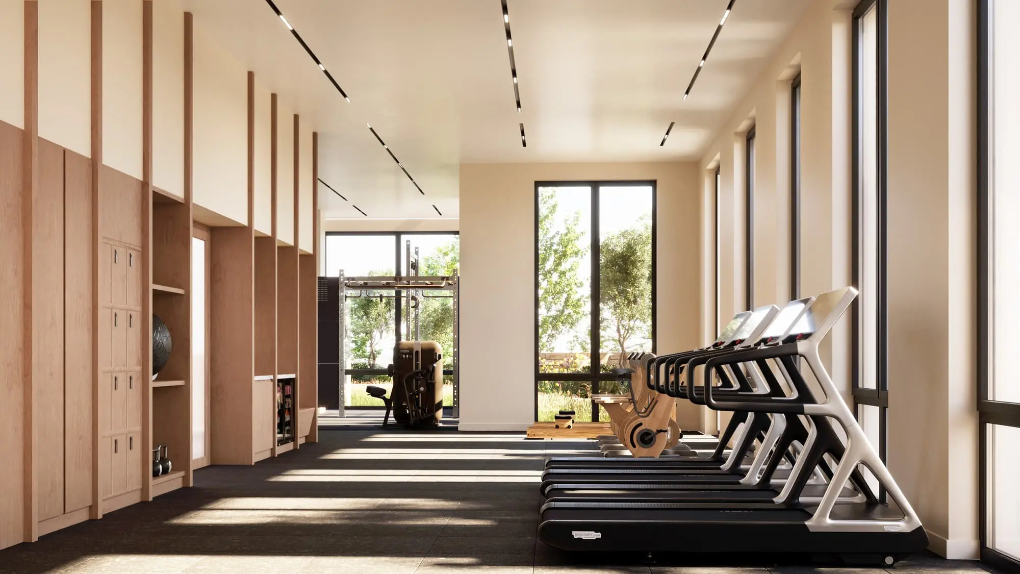 Thumbnail Gym with treadmills and wooden interior at Pearl Yard, Bermondsey