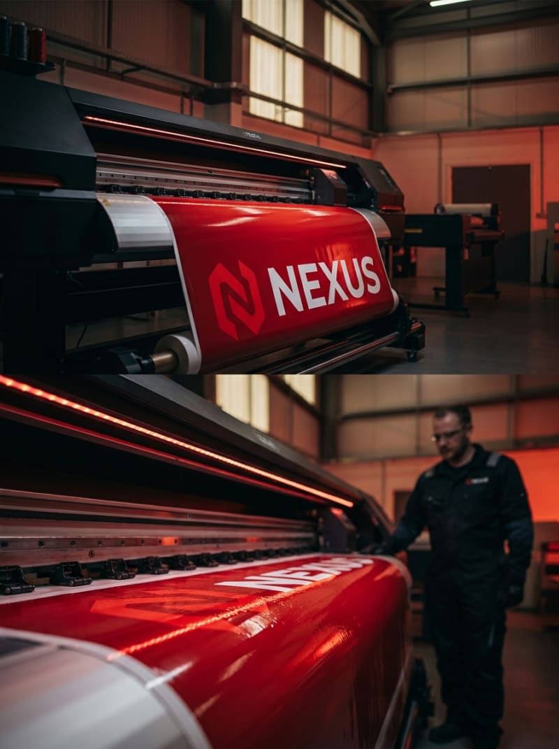 Printing — wide-format printing of a Nexus banner