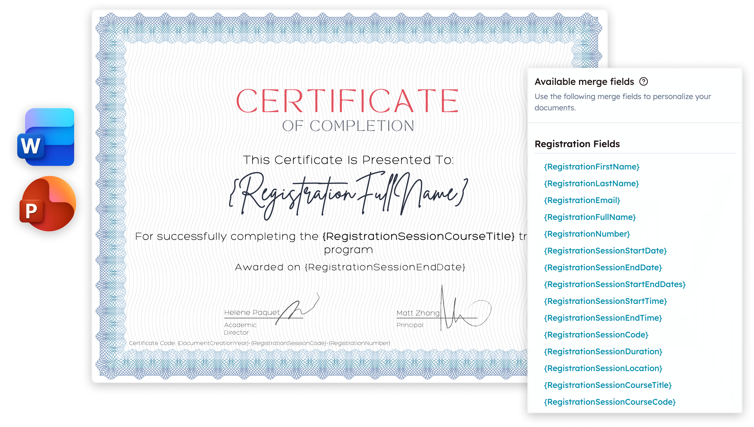 Screenshot of Certificates feature