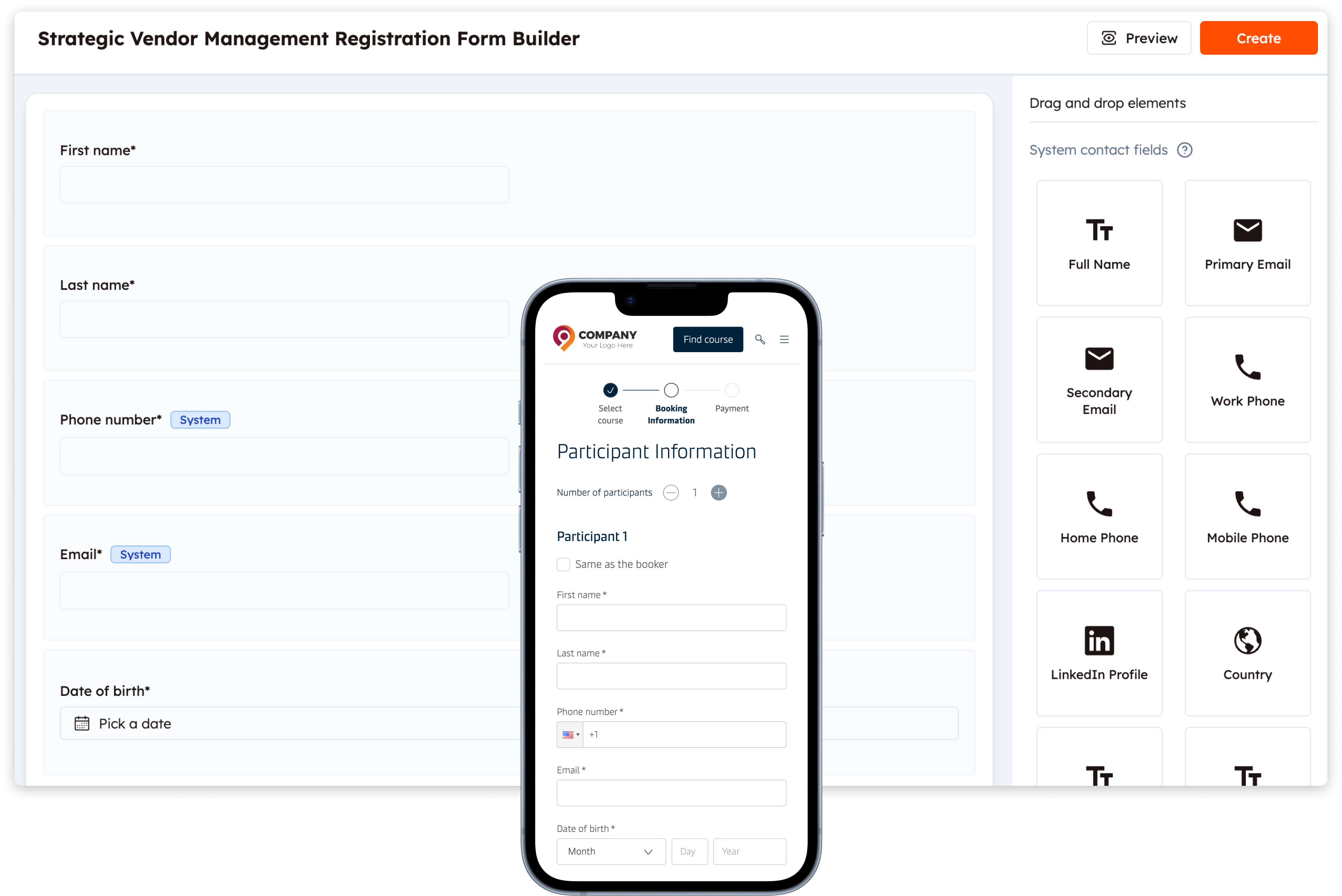 Screenshot of Custom Forms Builder feature