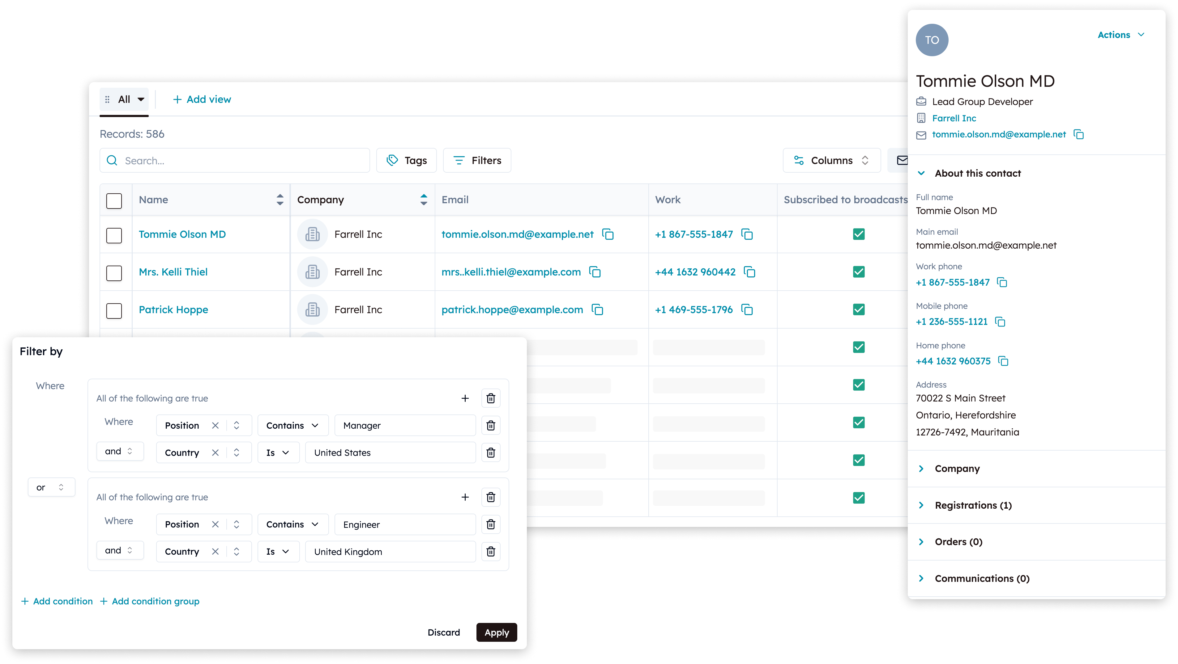 Screenshot of Customer Relationship Management feature