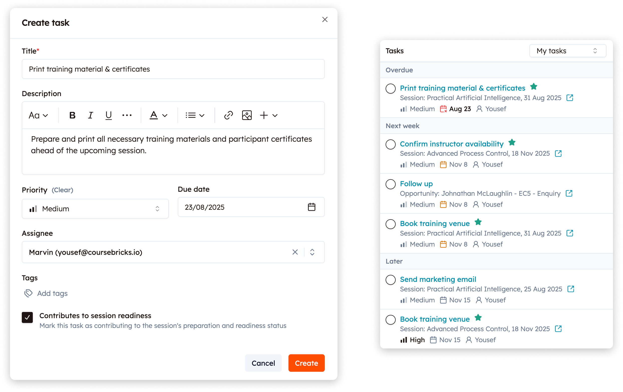 Screenshot of Task Management feature