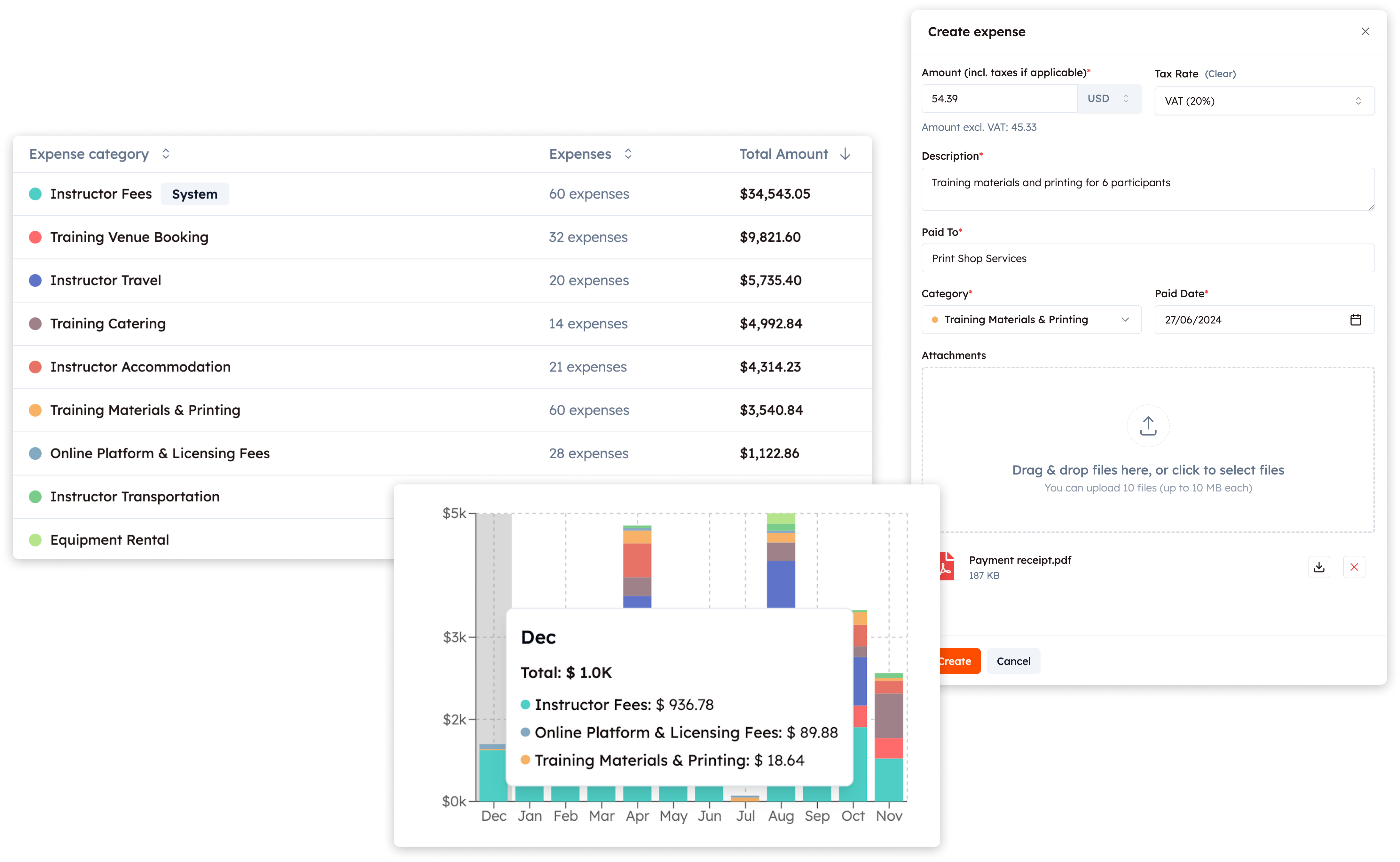 Screenshot of Expense Tracking feature