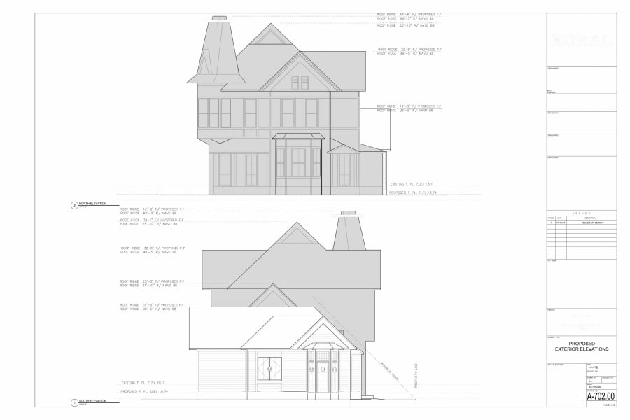37 John Street — Exterior Elevations North and South