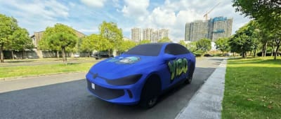 Blue graffiti custom car cover