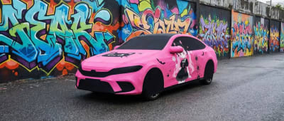 Pink custom art car cover