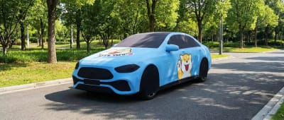 Blue character custom car cover