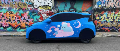 Blue custom art car cover