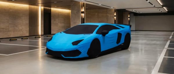Lamborghini Aventador cover in underground parking