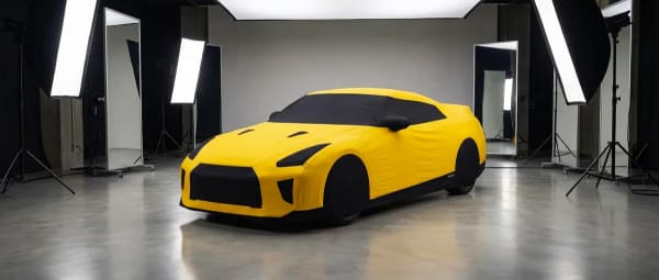 Nissan GT-R cover in photo studio
