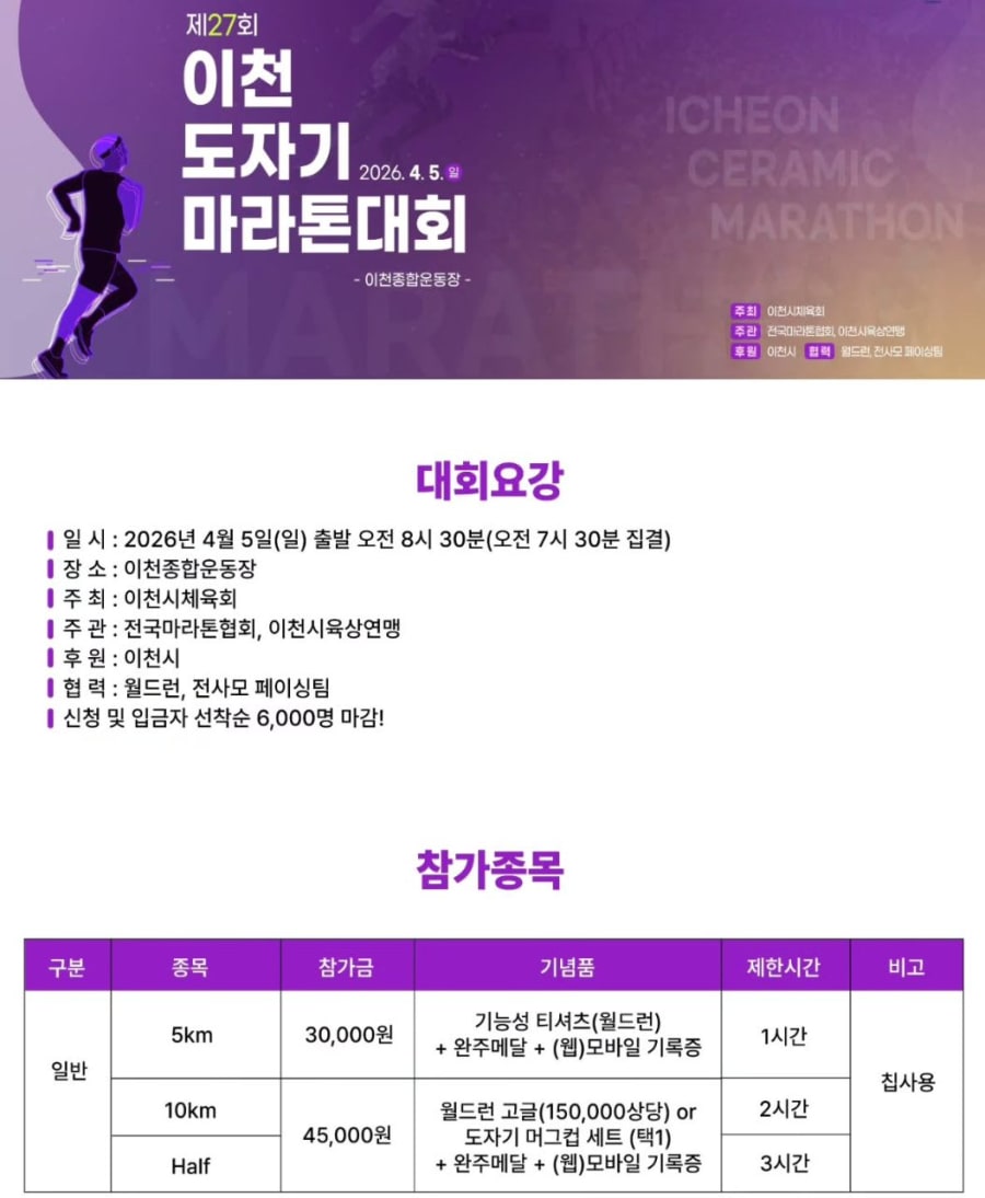 제27회 이천 도자기 마라톤대회