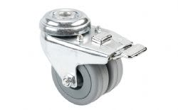 50mm Plinth Medical Twin Wheel Castor Toe Lock