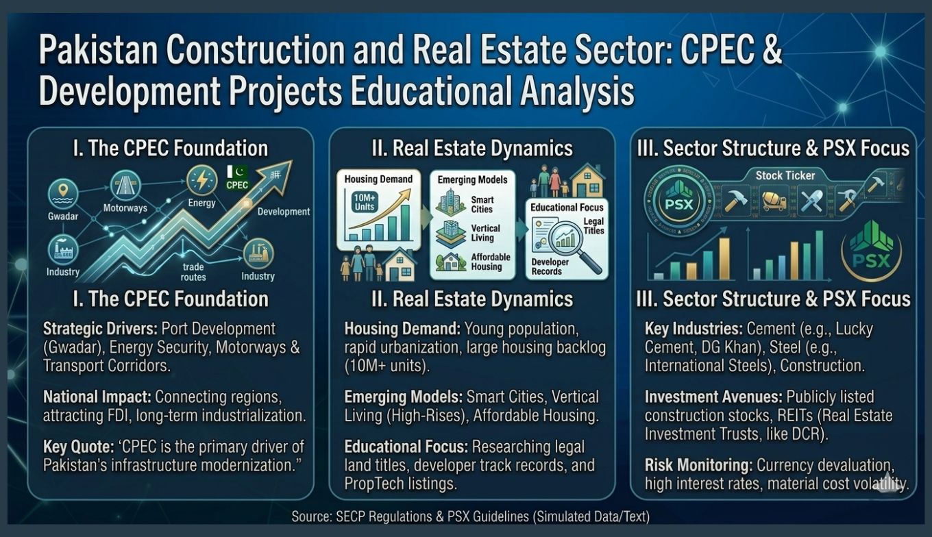 Pakistan Construction and Real Estate Sector: CPEC & Development Projects Educational Analysis