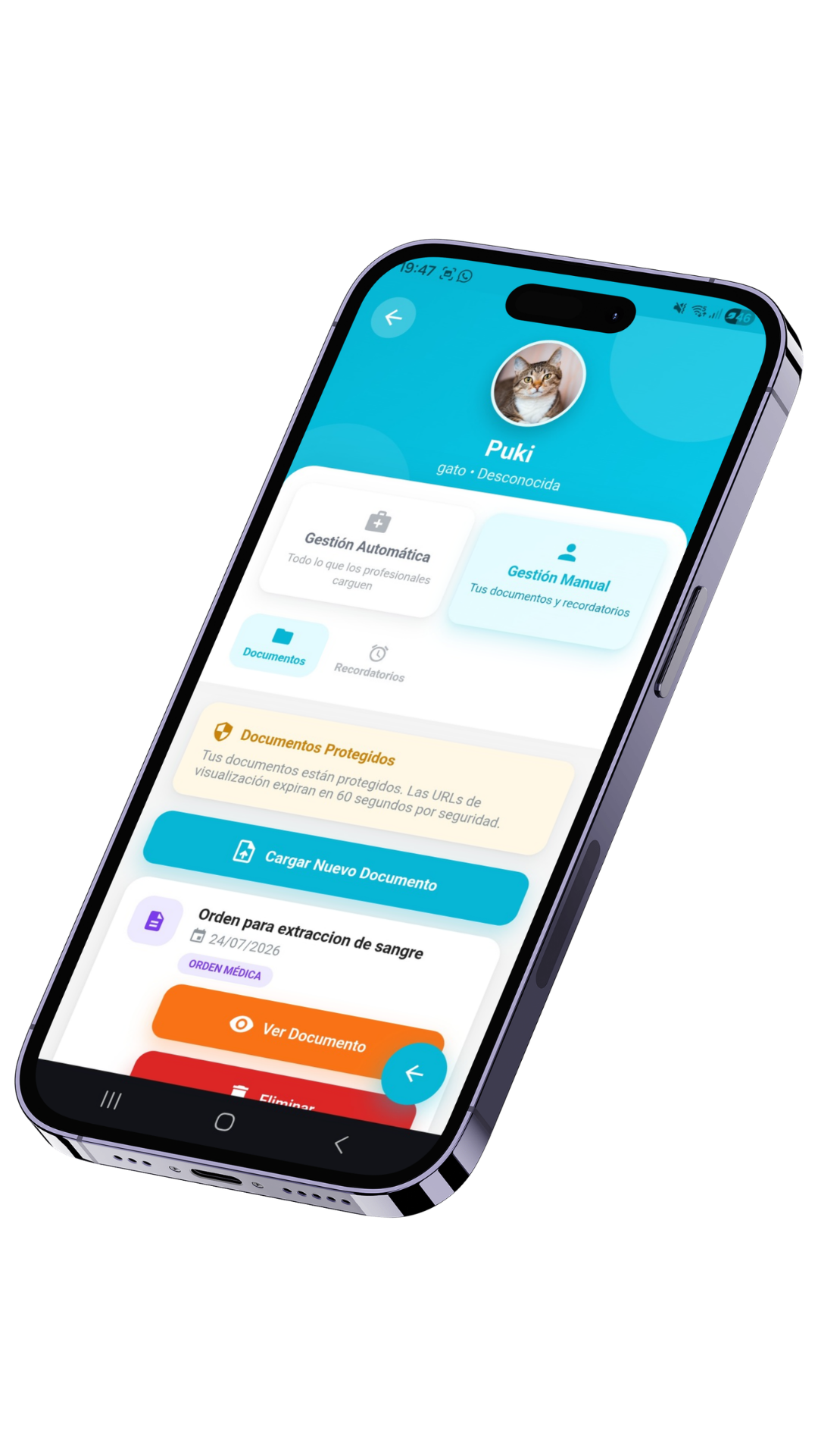 Agregar mascotas en la app Filu