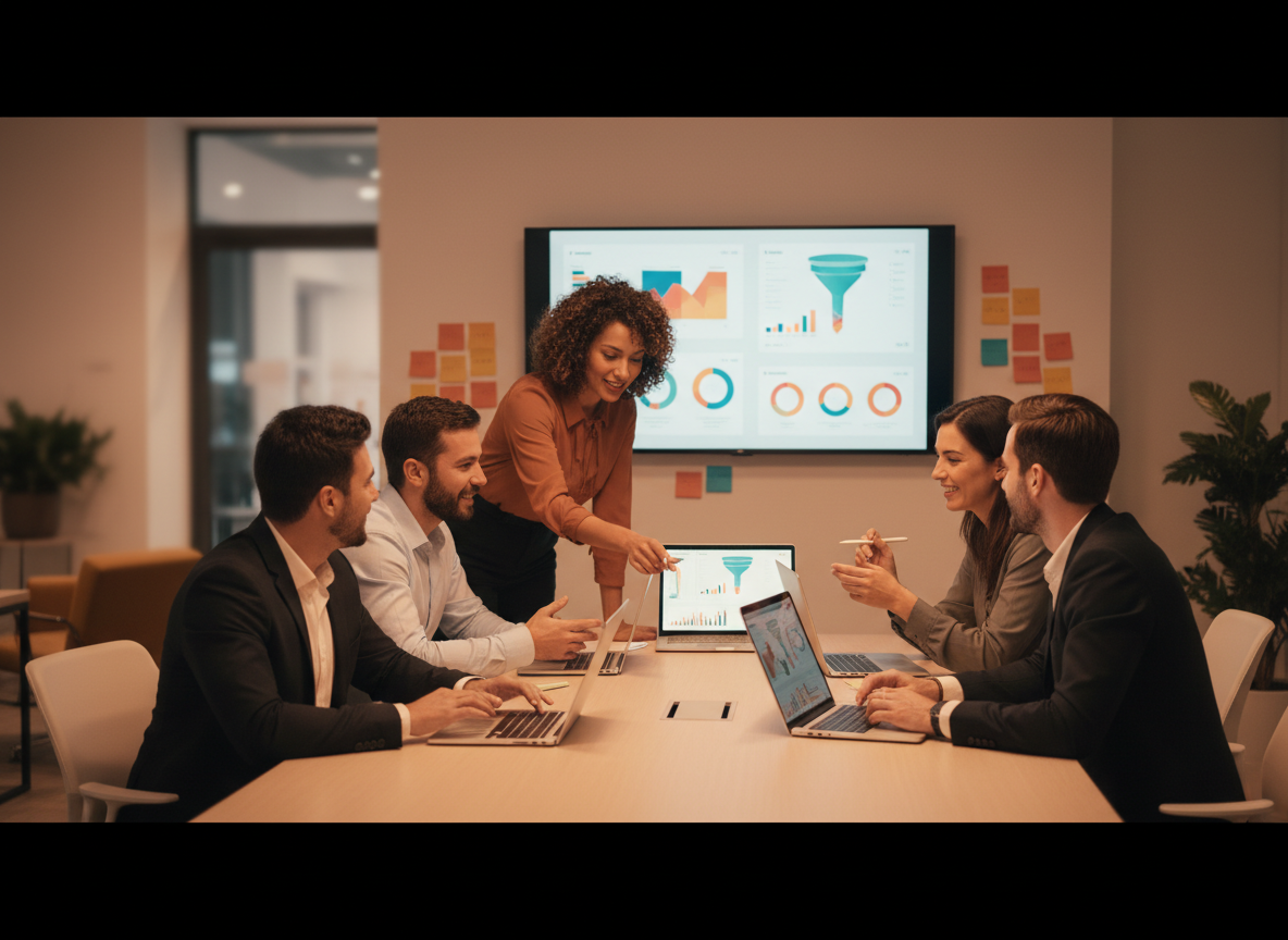 Digital Marketing Challenge team collaborating on customer acquisition strategy.