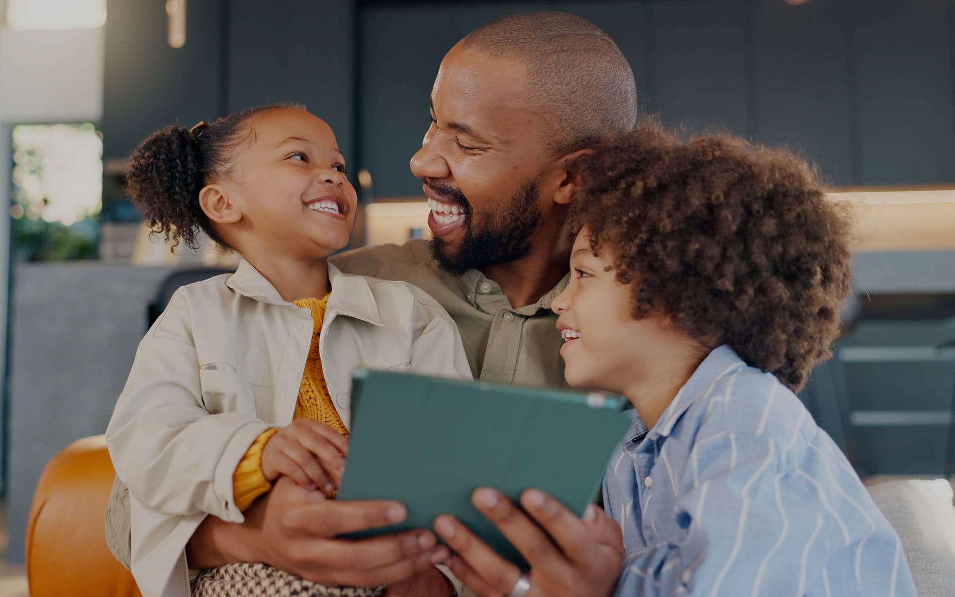 Happy family on a couch