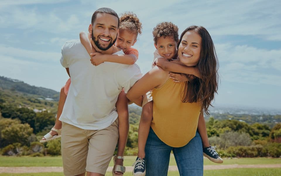 Happy family on a couch