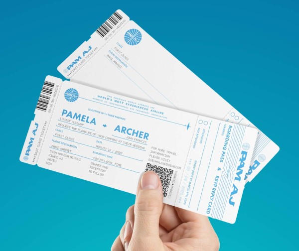 Custom Printed Airline Tickets Invitations