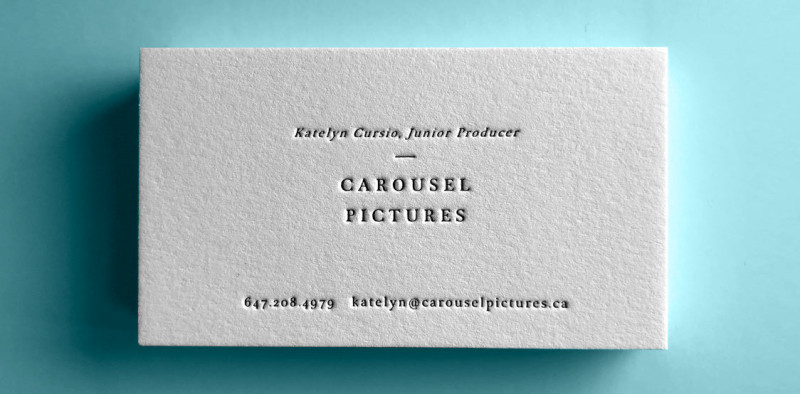 One color letterpress business card