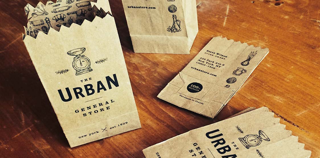 Creative business card shaped as paper bag