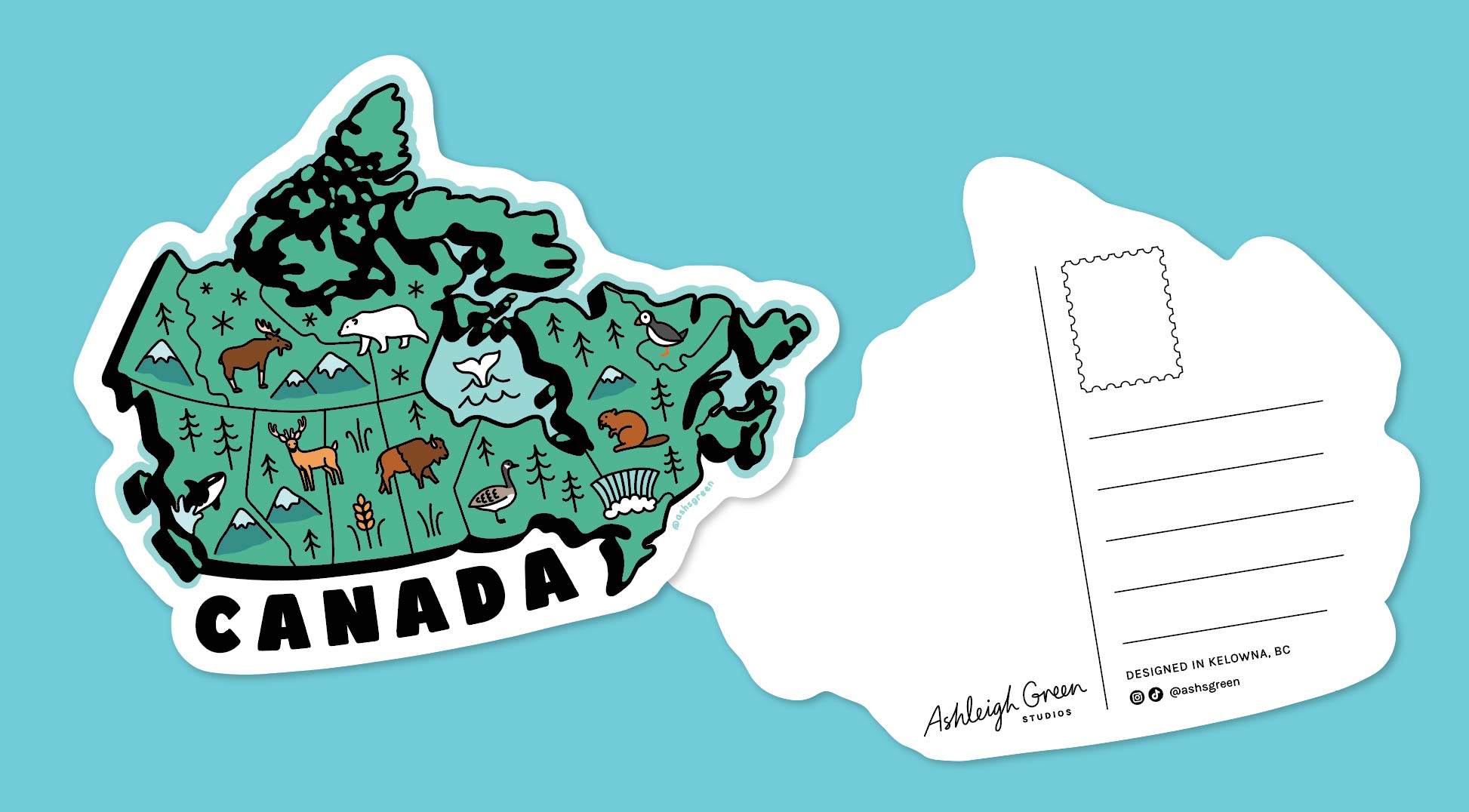 Custom shaped postcards example