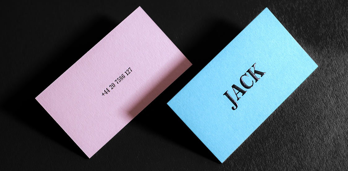 Jack business cards on colorplan paper