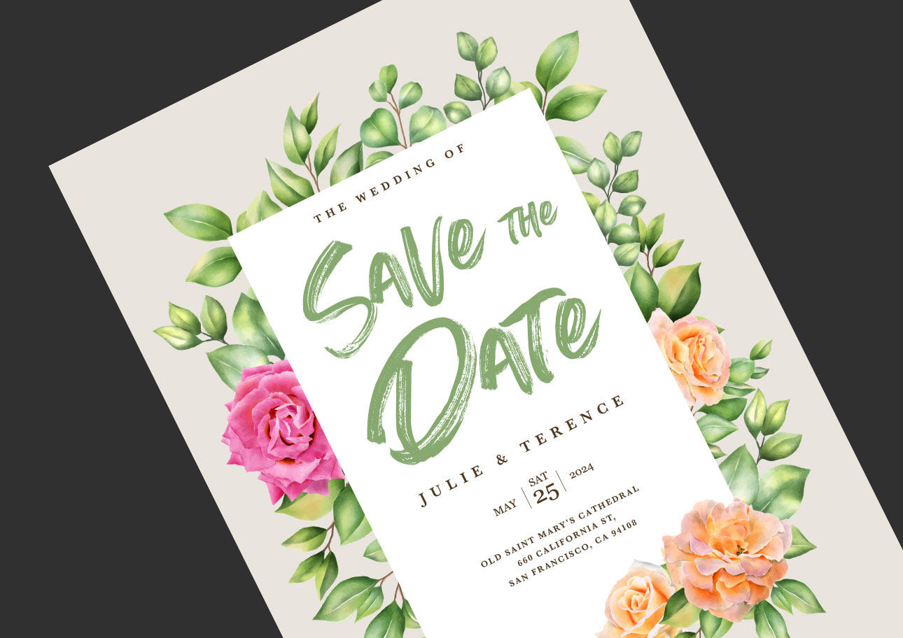 Sunshine font used in wedding invites