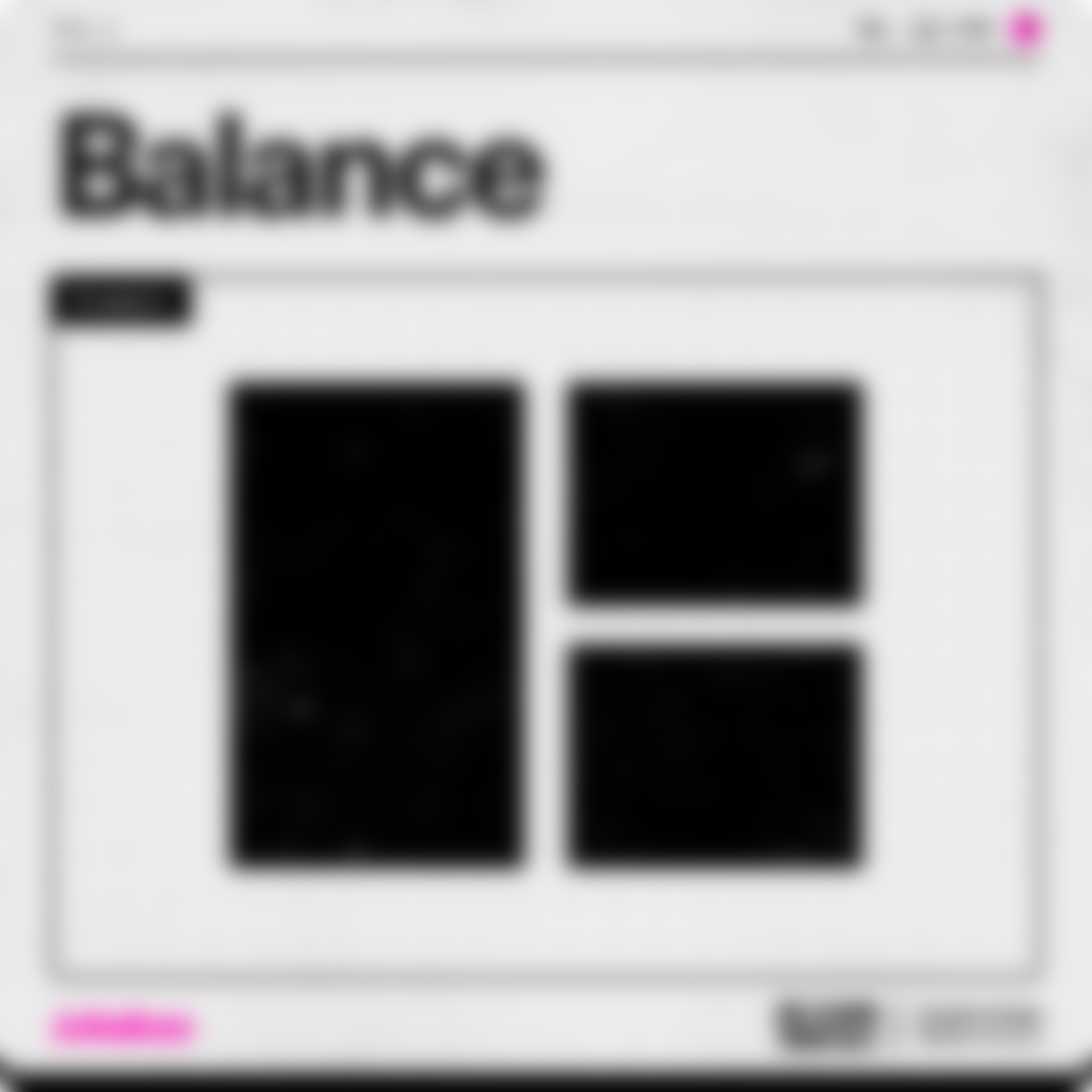 Graphic design term Balance, showcasing a large rectangle on the left column and two smaller rectangles on the right column.