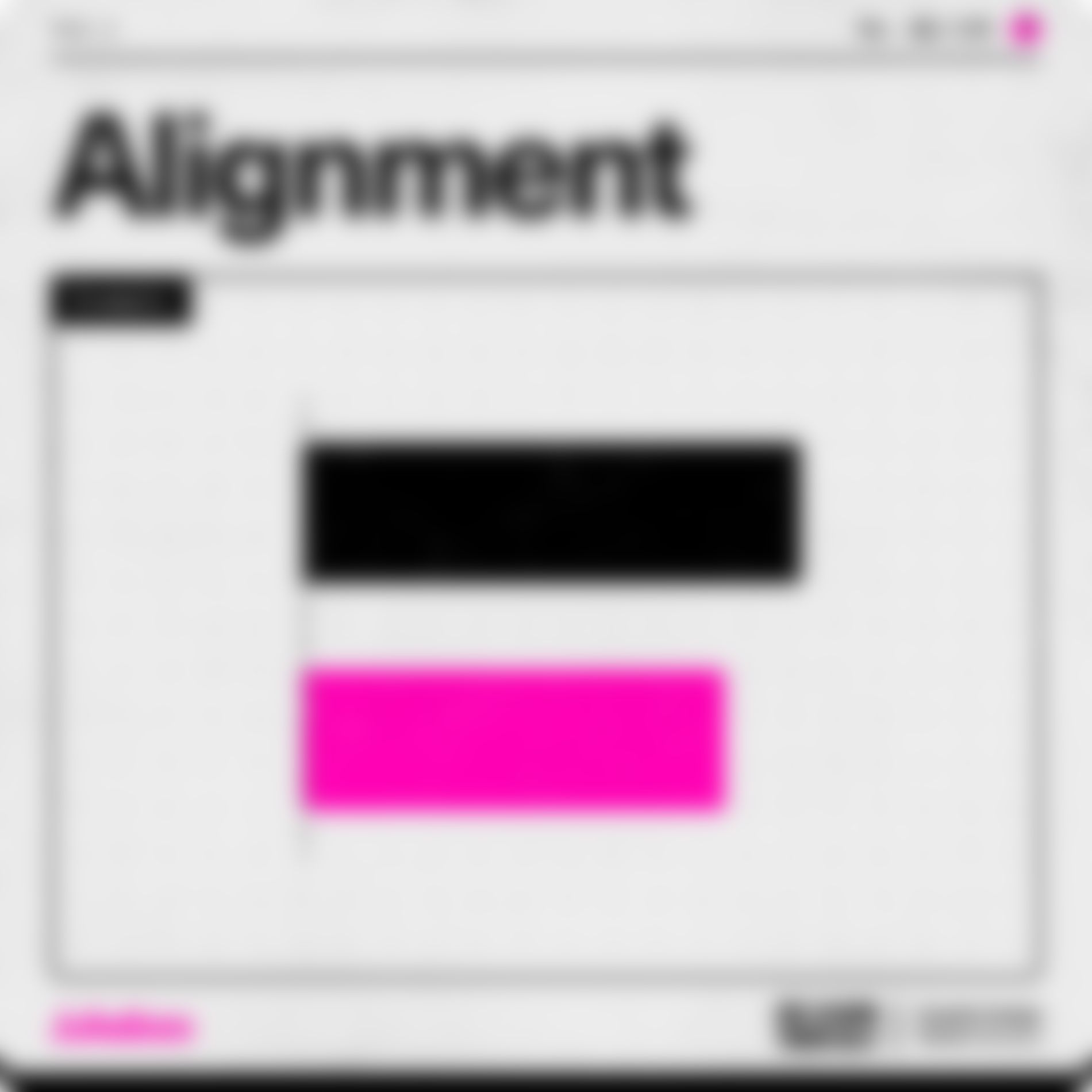 Graphic design term Alignment, showcasing two left-aligned rectangles on a light-grey retro-inspired user manual card.