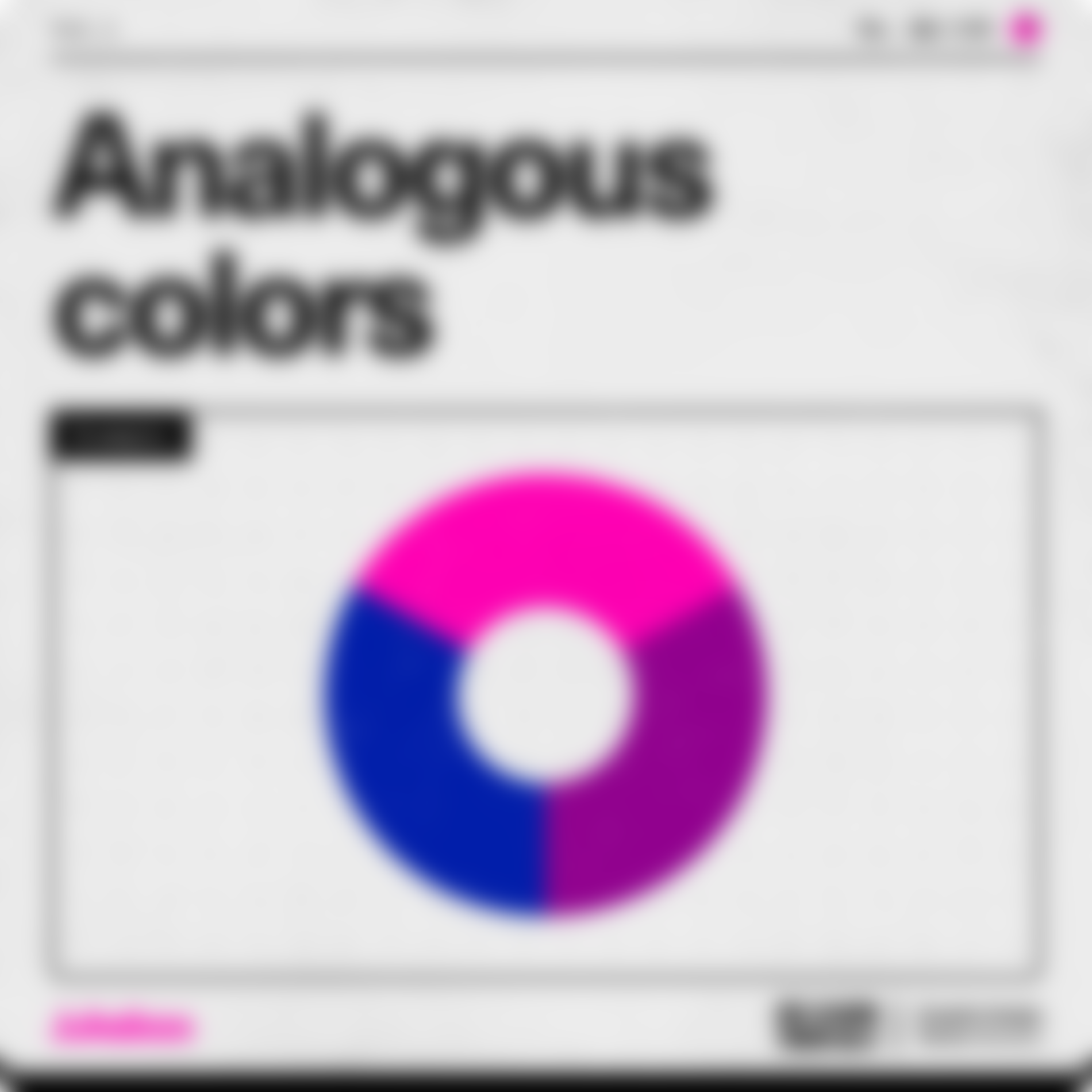 Graphic design term Analogous colors, showcasing an analogous color wheel on a light-grey retro-inspired user manual card.