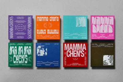 Mamma Chen's business card featuring mixed typography styles and supporting graphic elements