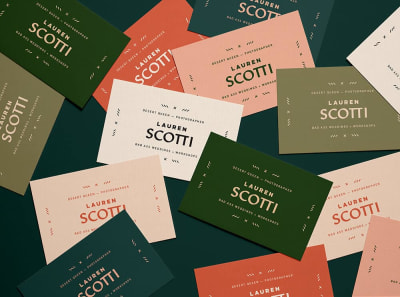 Lauren Scotti photographer business card set with modern blackletter feel
