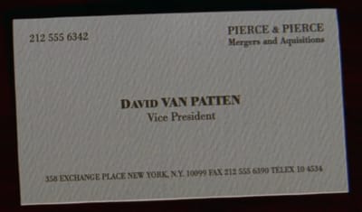 David Van Patten business card in Eggshell with Romalian Type font