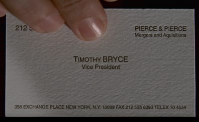 Timothy Bryce business card with raised lettering in Pale Nimbus White