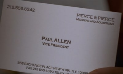 Paul Allen business card with Copperplate Gothic font and tasteful thickness