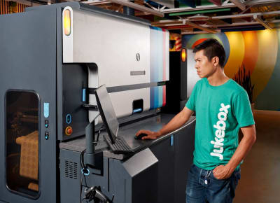 Jukebox production facility fast sticker printing with same-day and next-day delivery.